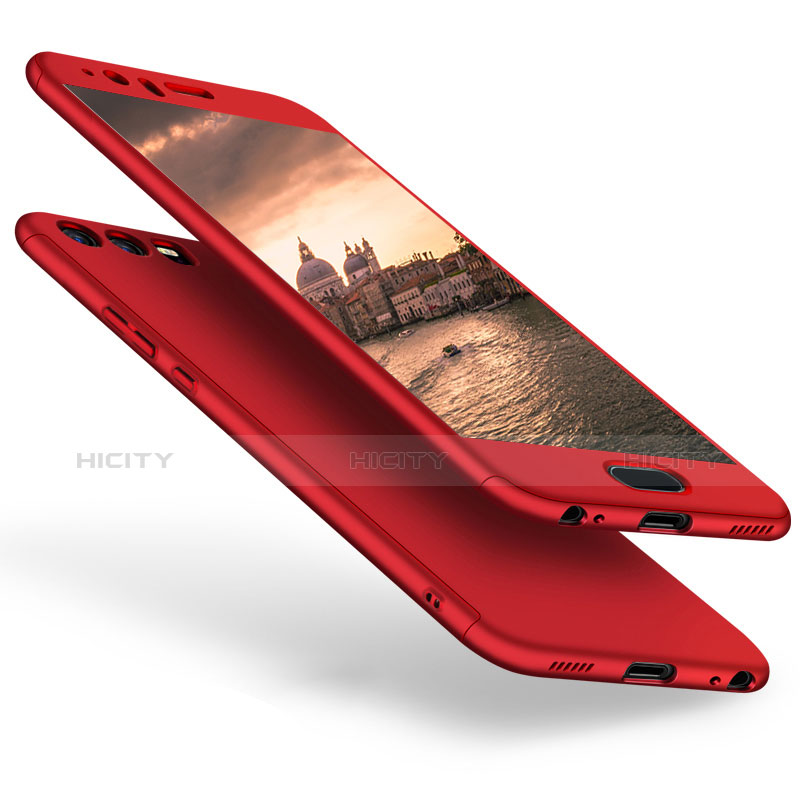 Handyhülle Hülle Kunststoff Schutzhülle Tasche Matt Vorder und Rückseite 360 Grad für Huawei P10 Rot Plus