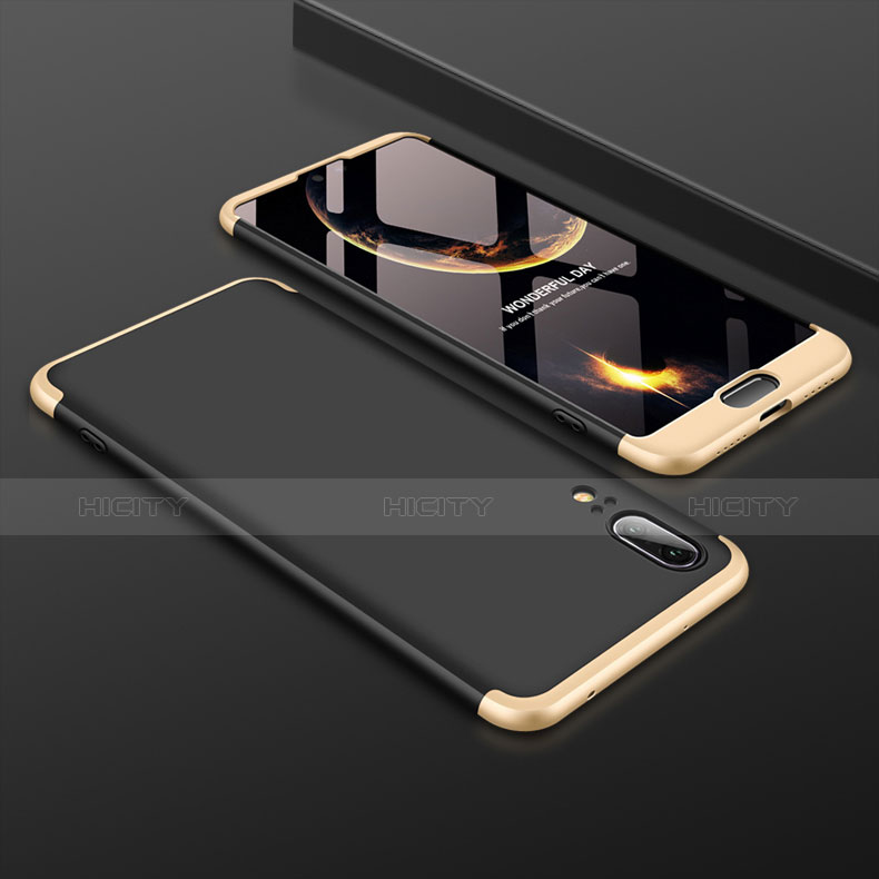 Handyhülle Hülle Kunststoff Schutzhülle Tasche Matt Vorder und Rückseite 360 Grad für Huawei P20 Gold und Schwarz