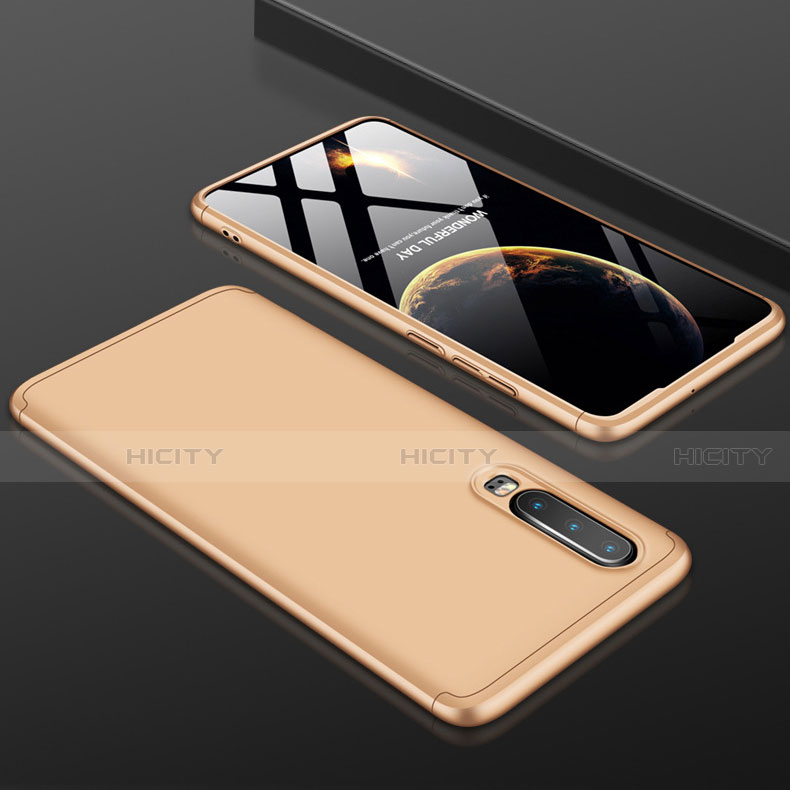 Handyhülle Hülle Kunststoff Schutzhülle Tasche Matt Vorder und Rückseite 360 Grad für Huawei P30 Gold