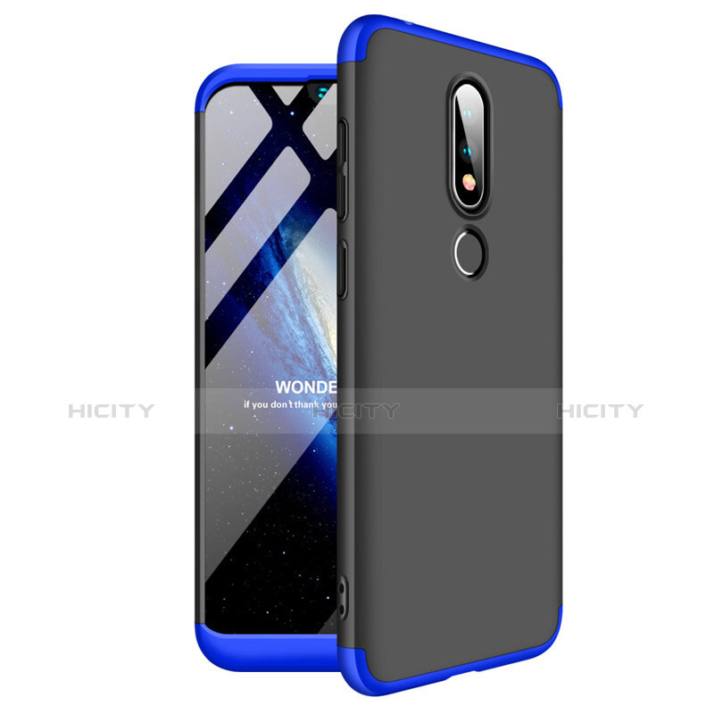 Handyhülle Hülle Kunststoff Schutzhülle Tasche Matt Vorder und Rückseite 360 Grad für Nokia X6 Blau und Schwarz