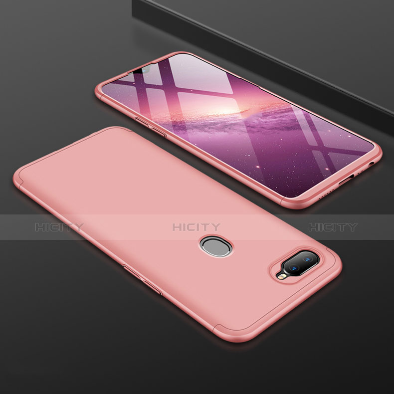 Handyhülle Hülle Kunststoff Schutzhülle Tasche Matt Vorder und Rückseite 360 Grad für Oppo A7 Rosegold