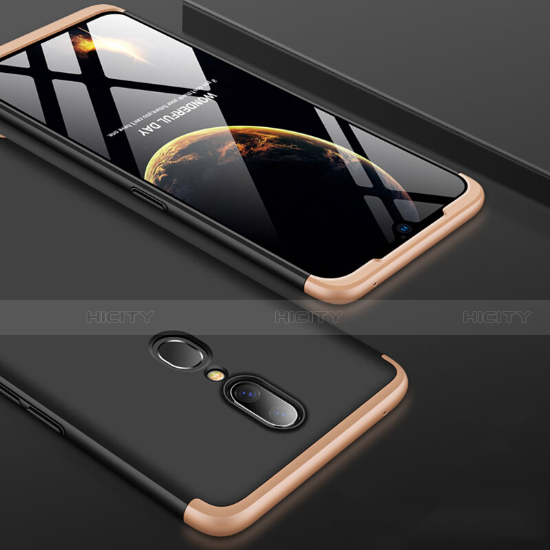 Handyhülle Hülle Kunststoff Schutzhülle Tasche Matt Vorder und Rückseite 360 Grad für Oppo A9X Gold und Schwarz