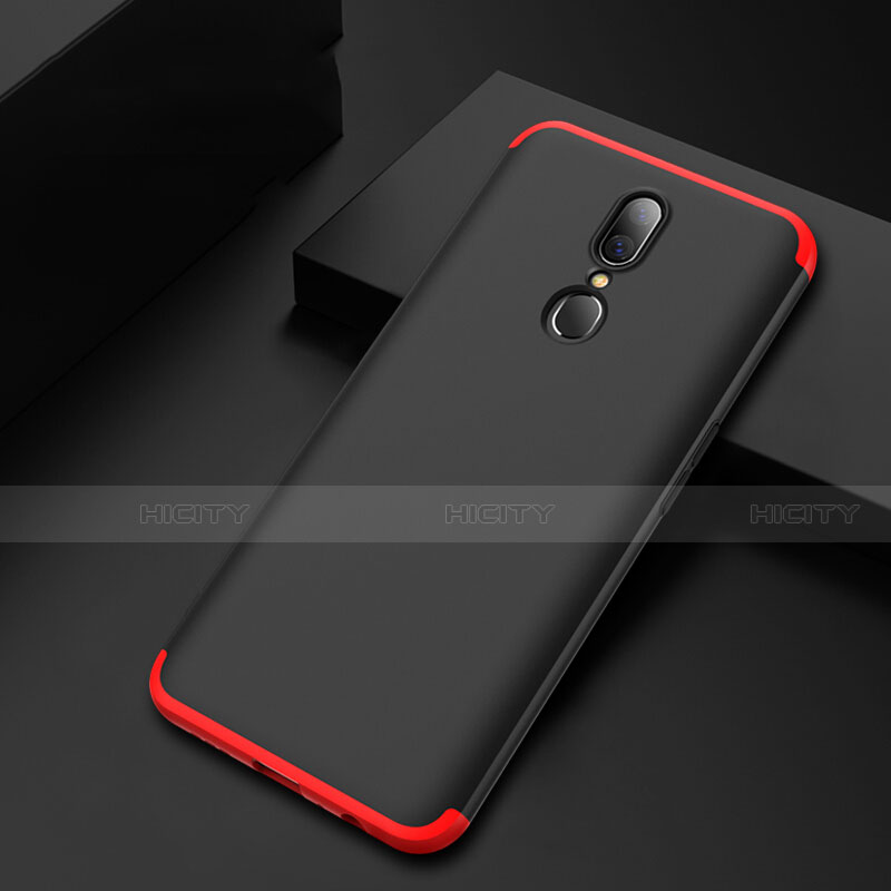 Handyhülle Hülle Kunststoff Schutzhülle Tasche Matt Vorder und Rückseite 360 Grad für Oppo A9X Rot und Schwarz