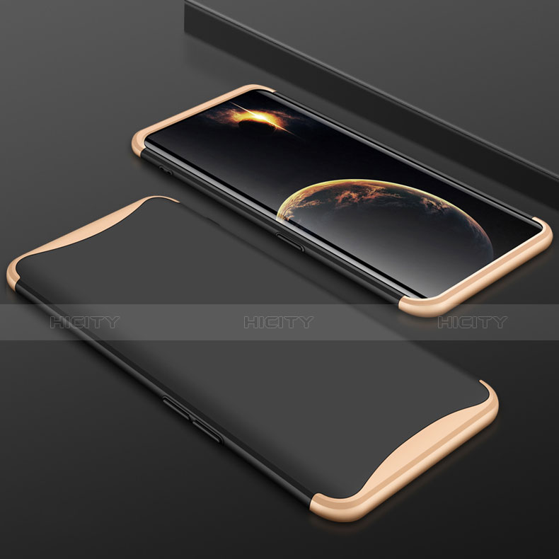 Handyhülle Hülle Kunststoff Schutzhülle Tasche Matt Vorder und Rückseite 360 Grad für Oppo Find X Super Flash Edition Gold und Schwarz