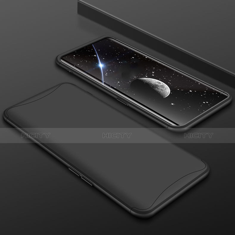 Handyhülle Hülle Kunststoff Schutzhülle Tasche Matt Vorder und Rückseite 360 Grad für Oppo Find X Super Flash Edition Schwarz