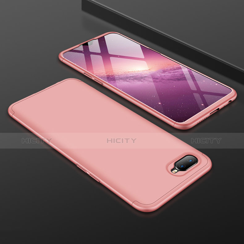 Handyhülle Hülle Kunststoff Schutzhülle Tasche Matt Vorder und Rückseite 360 Grad für Oppo K1 Rosegold Plus