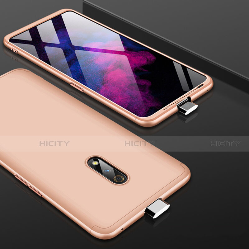 Handyhülle Hülle Kunststoff Schutzhülle Tasche Matt Vorder und Rückseite 360 Grad für Oppo K3 Gold