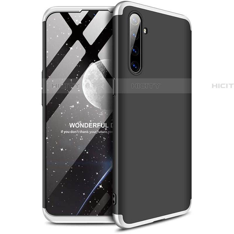 Handyhülle Hülle Kunststoff Schutzhülle Tasche Matt Vorder und Rückseite 360 Grad für Realme XT Silber und Schwarz