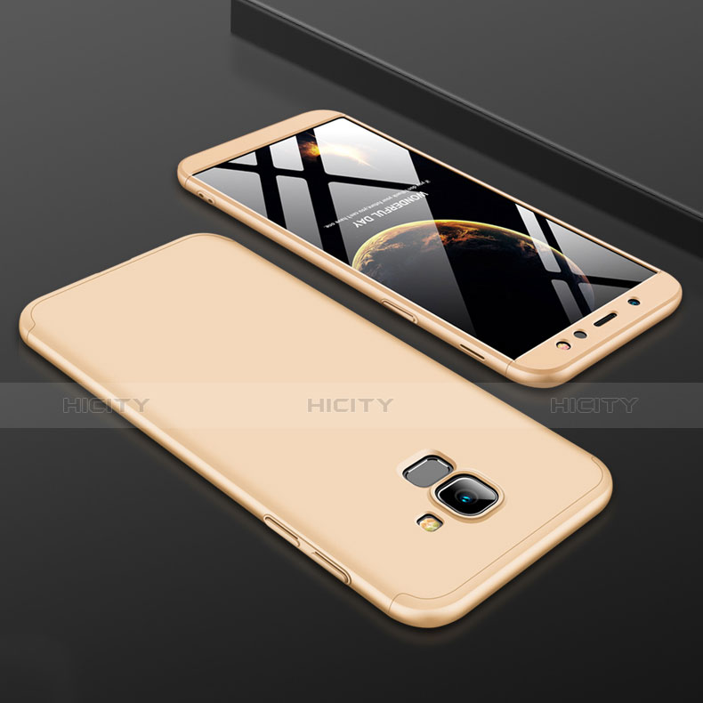 Handyhülle Hülle Kunststoff Schutzhülle Tasche Matt Vorder und Rückseite 360 Grad für Samsung Galaxy A6 (2018) Gold