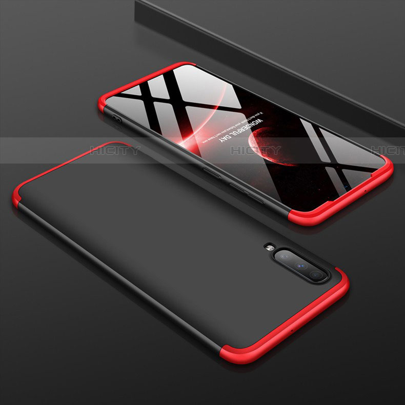 Handyhülle Hülle Kunststoff Schutzhülle Tasche Matt Vorder und Rückseite 360 Grad für Samsung Galaxy A70S Rot und Schwarz