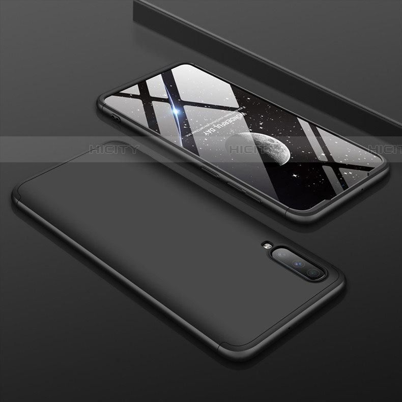 Handyhülle Hülle Kunststoff Schutzhülle Tasche Matt Vorder und Rückseite 360 Grad für Samsung Galaxy A70S Schwarz Plus