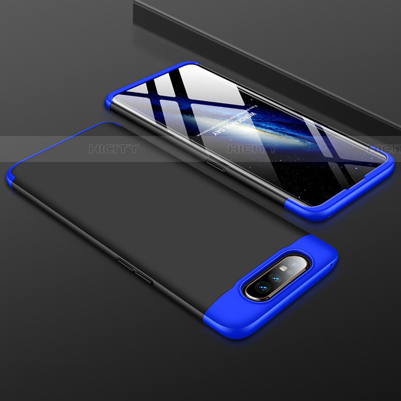 Handyhülle Hülle Kunststoff Schutzhülle Tasche Matt Vorder und Rückseite 360 Grad für Samsung Galaxy A90 4G Blau und Schwarz