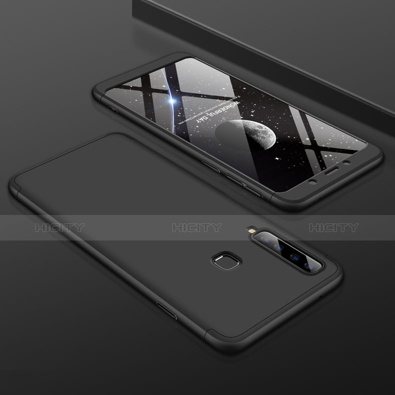 Handyhülle Hülle Kunststoff Schutzhülle Tasche Matt Vorder und Rückseite 360 Grad für Samsung Galaxy A9s Schwarz
