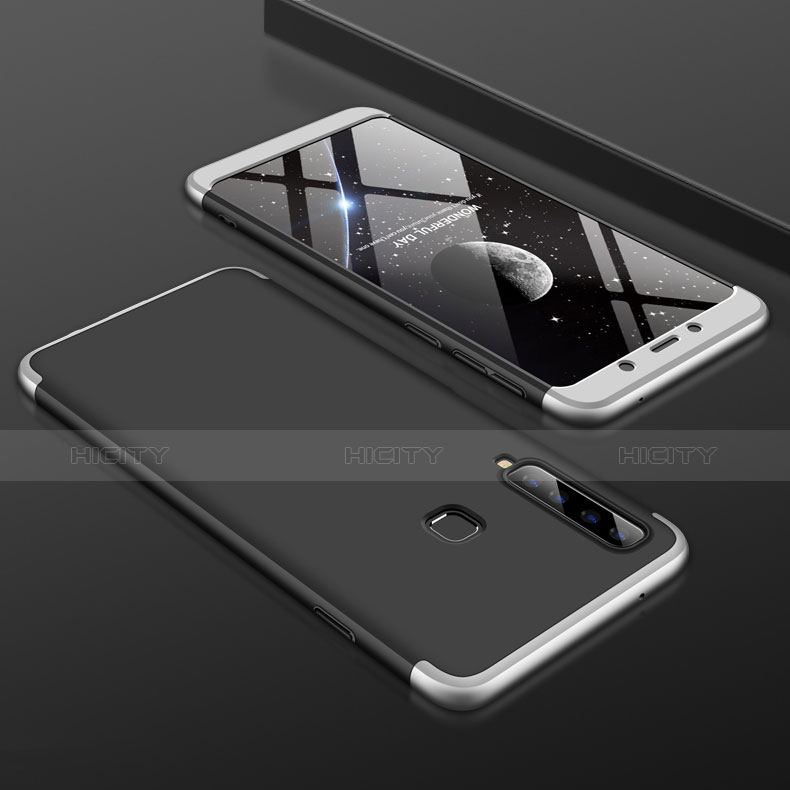 Handyhülle Hülle Kunststoff Schutzhülle Tasche Matt Vorder und Rückseite 360 Grad für Samsung Galaxy A9s Silber