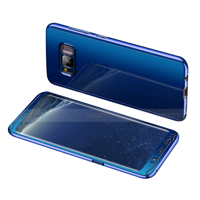 Handyhülle Hülle Kunststoff Schutzhülle Tasche Matt Vorder und Rückseite 360 Grad für Samsung Galaxy S8 Blau