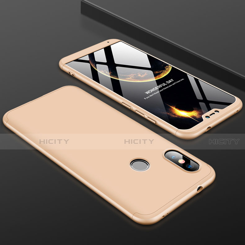 Handyhülle Hülle Kunststoff Schutzhülle Tasche Matt Vorder und Rückseite 360 Grad für Xiaomi Redmi 6 Pro Gold Plus