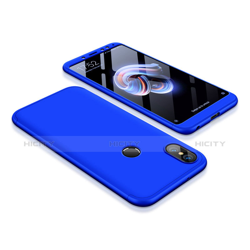 Handyhülle Hülle Kunststoff Schutzhülle Tasche Matt Vorder und Rückseite 360 Grad für Xiaomi Redmi Note 5 Pro Blau