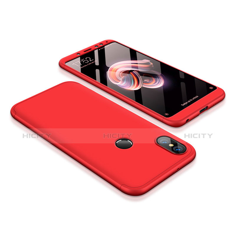 Handyhülle Hülle Kunststoff Schutzhülle Tasche Matt Vorder und Rückseite 360 Grad für Xiaomi Redmi Note 5 Pro Rot Plus