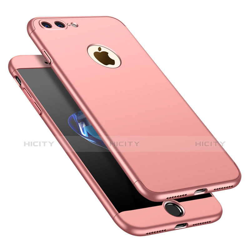 Handyhülle Hülle Kunststoff Schutzhülle Tasche Matt Vorder und Rückseite 360 Grad M01 für Apple iPhone 7 Plus Rosegold