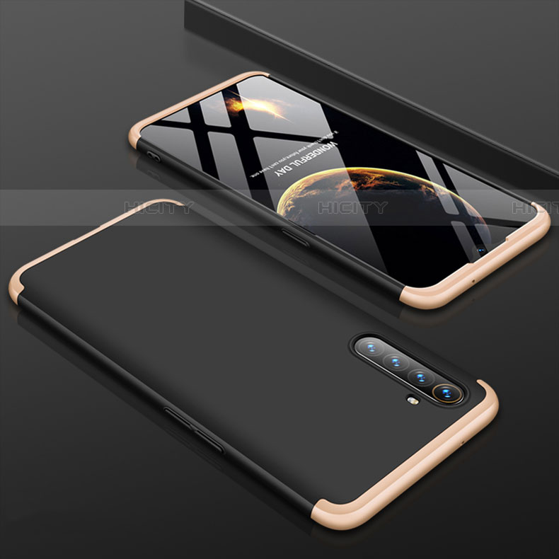 Handyhülle Hülle Kunststoff Schutzhülle Tasche Matt Vorder und Rückseite 360 Grad M01 für Oppo K5 Gold und Schwarz