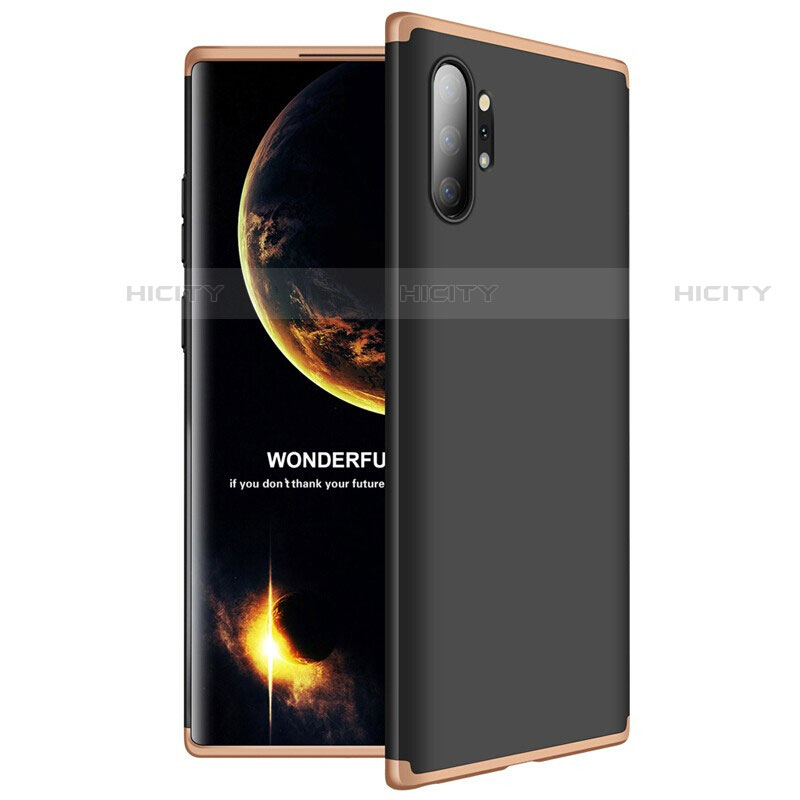 Handyhülle Hülle Kunststoff Schutzhülle Tasche Matt Vorder und Rückseite 360 Grad M01 für Samsung Galaxy Note 10 Plus 5G Gold und Schwarz