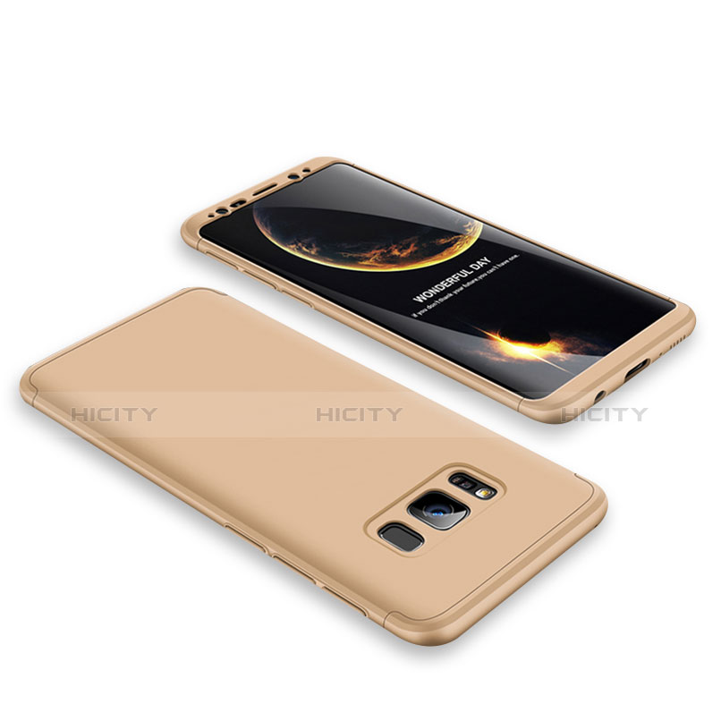 Handyhülle Hülle Kunststoff Schutzhülle Tasche Matt Vorder und Rückseite 360 Grad M01 für Samsung Galaxy S8 Gold