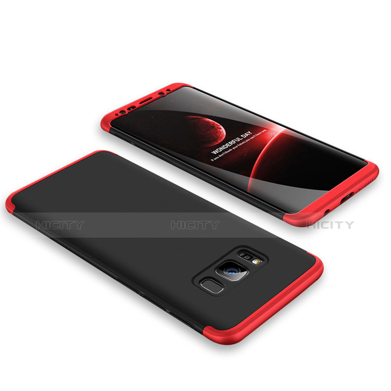 Handyhülle Hülle Kunststoff Schutzhülle Tasche Matt Vorder und Rückseite 360 Grad M01 für Samsung Galaxy S8 Rot und Schwarz