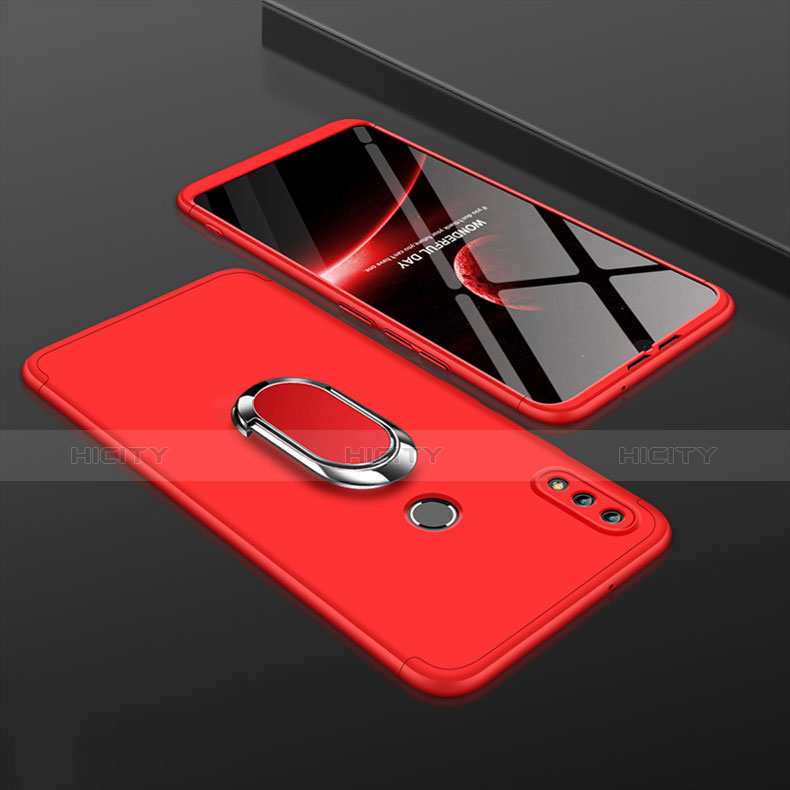 Handyhülle Hülle Kunststoff Schutzhülle Tasche Matt Vorder und Rückseite 360 Grad mit Fingerring Ständer für Huawei Y9 (2019) Rot Plus
