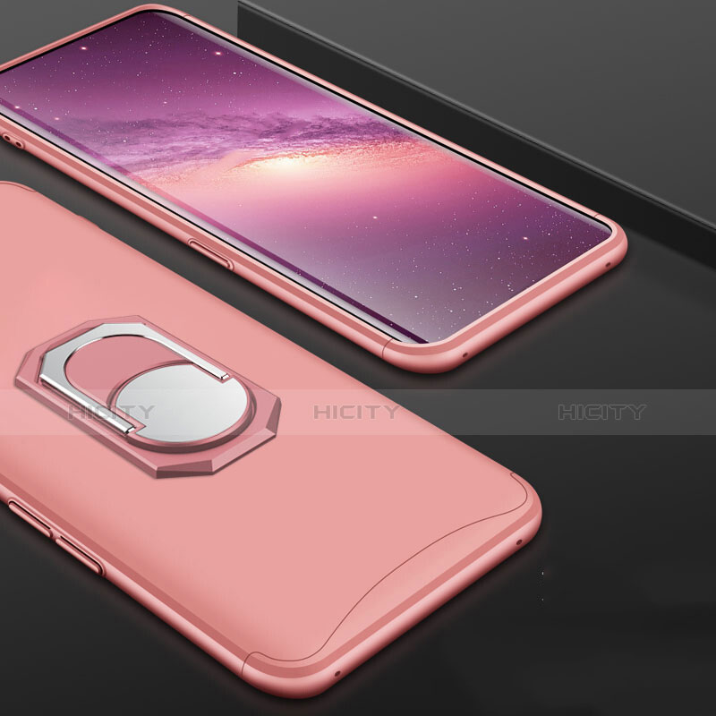 Handyhülle Hülle Kunststoff Schutzhülle Tasche Matt Vorder und Rückseite 360 Grad mit Fingerring Ständer für Oppo Find X Rosegold