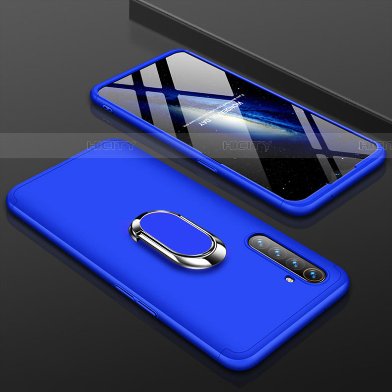Handyhülle Hülle Kunststoff Schutzhülle Tasche Matt Vorder und Rückseite 360 Grad mit Fingerring Ständer R01 für Realme X2