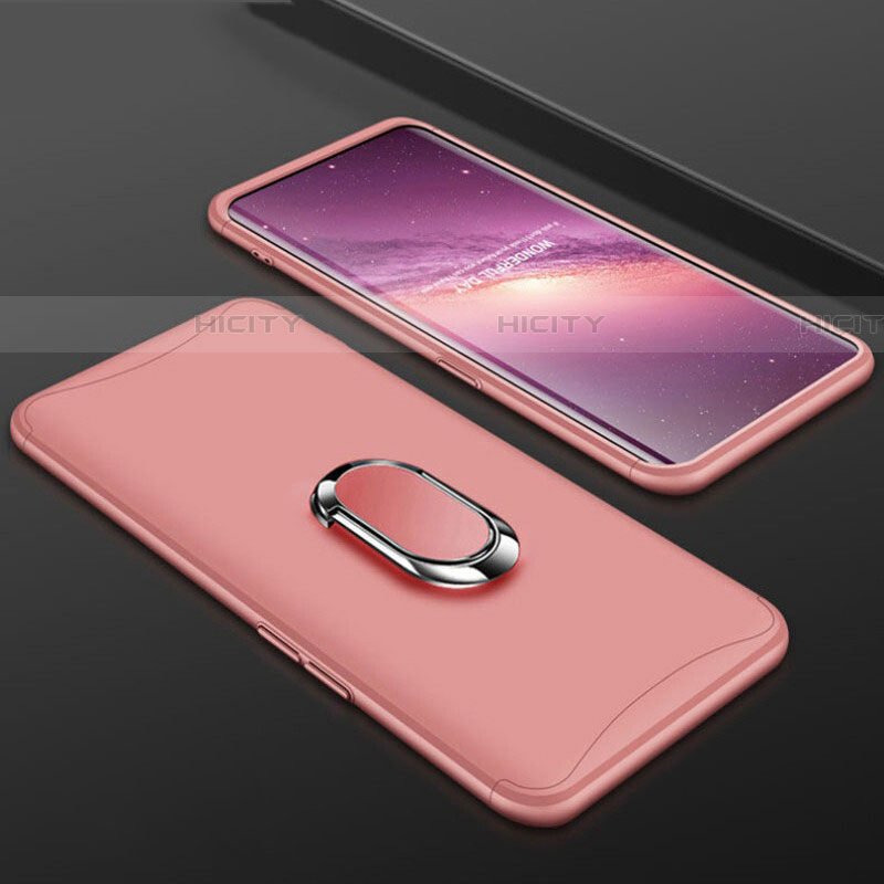 Handyhülle Hülle Kunststoff Schutzhülle Tasche Matt Vorder und Rückseite 360 Grad mit Fingerring Ständer S01 für Oppo Find X