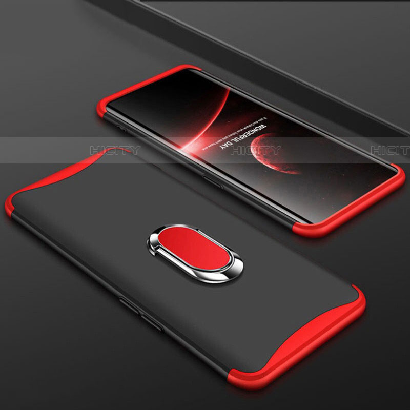 Handyhülle Hülle Kunststoff Schutzhülle Tasche Matt Vorder und Rückseite 360 Grad mit Fingerring Ständer S01 für Oppo Find X Super Flash Edition Rot und Schwarz