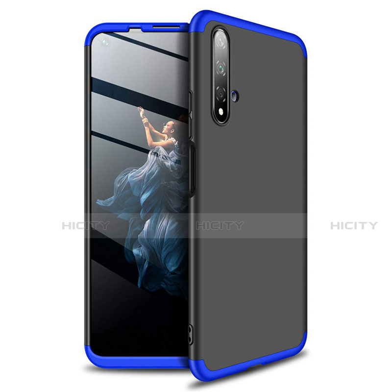 Handyhülle Hülle Kunststoff Schutzhülle Tasche Matt Vorder und Rückseite 360 Grad P02 für Huawei Honor 20S Blau und Schwarz