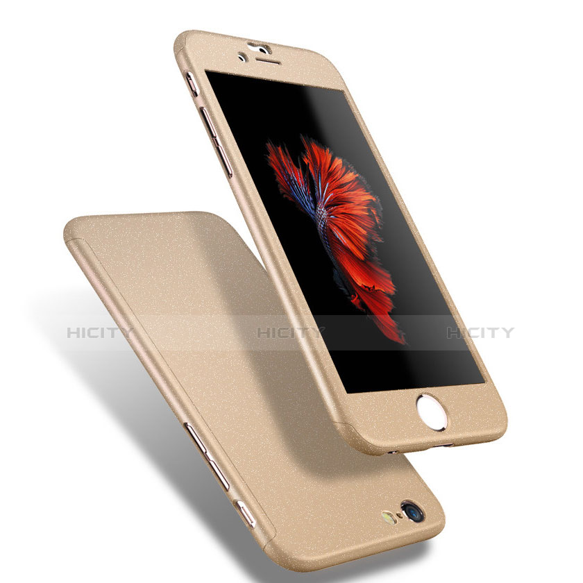 Handyhülle Hülle Kunststoff Schutzhülle Tasche Matt Vorder und Rückseite 360 Grad Q01 für Apple iPhone 6S Gold