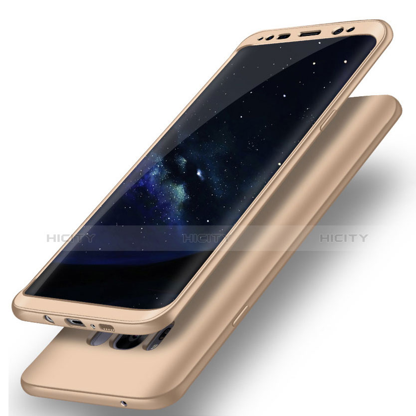 Handyhülle Hülle Kunststoff Schutzhülle Tasche Matt Vorder und Rückseite 360 Grad Q02 für Samsung Galaxy S8 Gold