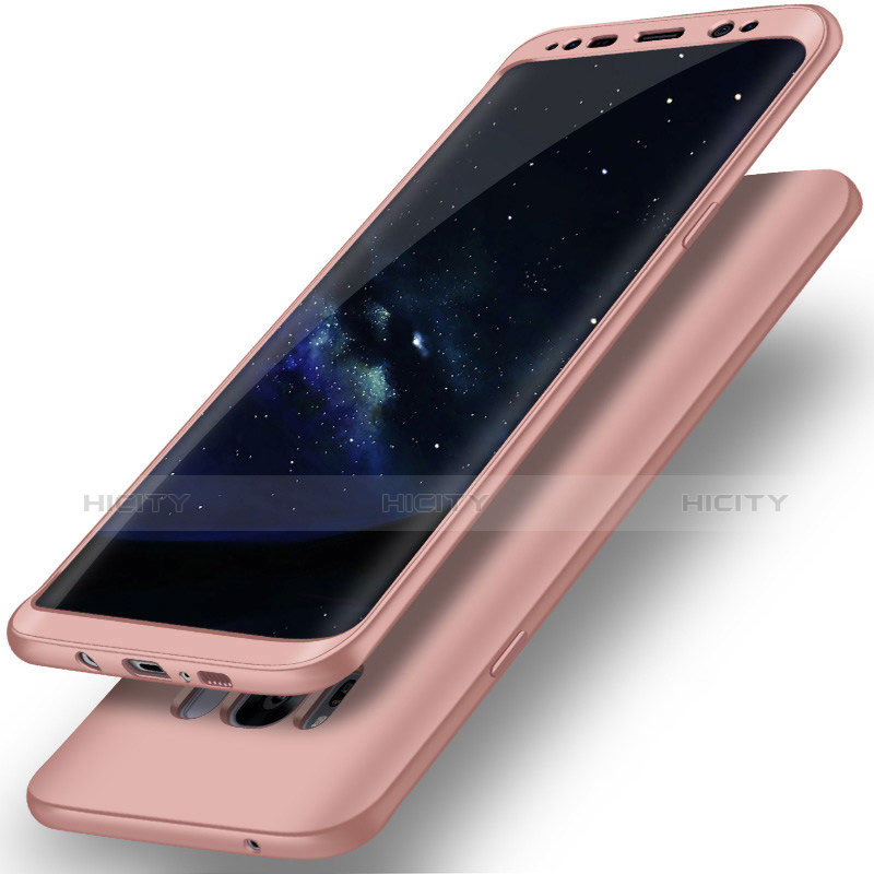 Handyhülle Hülle Kunststoff Schutzhülle Tasche Matt Vorder und Rückseite 360 Grad Q02 für Samsung Galaxy S8 Rosegold