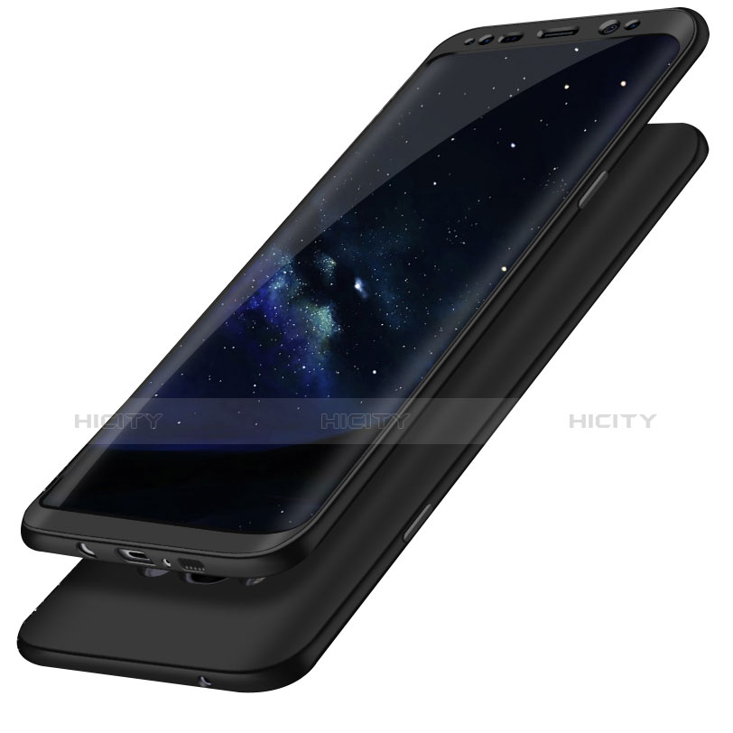 Handyhülle Hülle Kunststoff Schutzhülle Tasche Matt Vorder und Rückseite 360 Grad Q02 für Samsung Galaxy S8 Schwarz