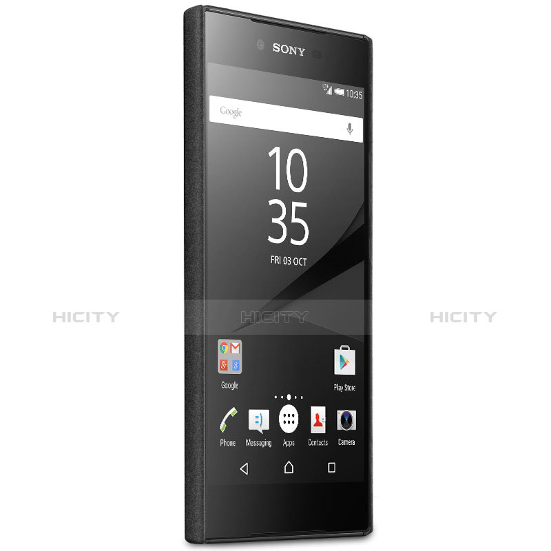 Handyhülle Hülle Kunststoff Schutzhülle Treibsand mit Fingerring Ständer für Sony Xperia XA1 Ultra Schwarz