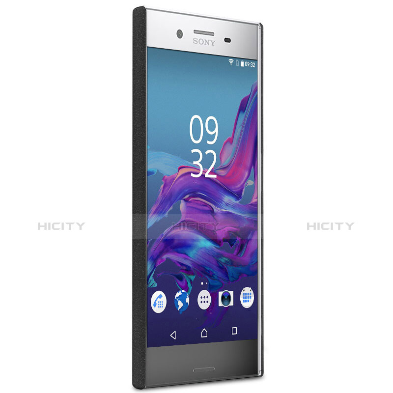 Handyhülle Hülle Kunststoff Schutzhülle Treibsand mit Fingerring Ständer für Sony Xperia XZ Premium Schwarz