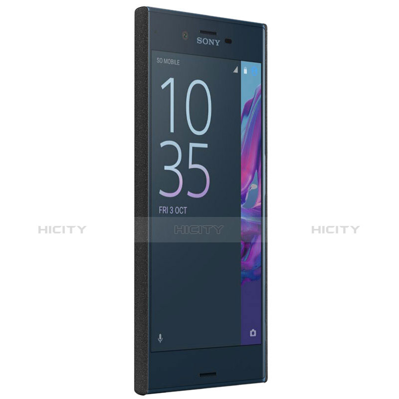 Handyhülle Hülle Kunststoff Schutzhülle Treibsand mit Fingerring Ständer für Sony Xperia XZ Schwarz