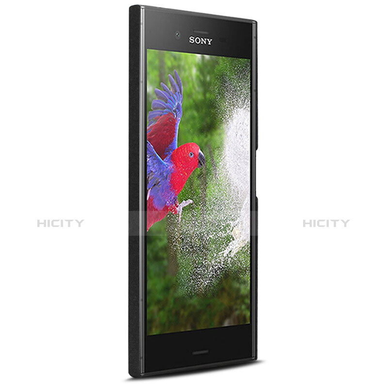 Handyhülle Hülle Kunststoff Schutzhülle Treibsand mit Fingerring Ständer für Sony Xperia XZ1 Schwarz