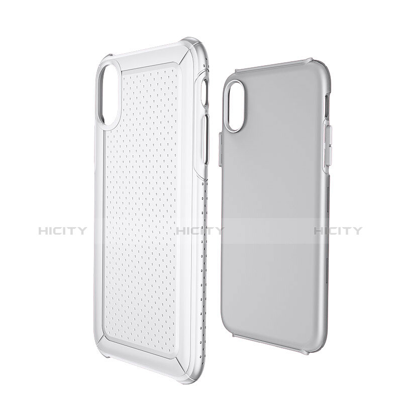 Handyhülle Hülle Kunststoff und Silikon Schutzhülle Punkte Loch für Apple iPhone Xs Weiß groß