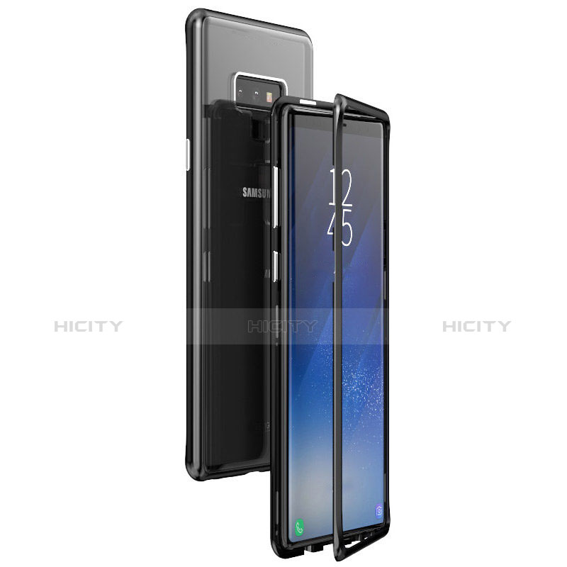 Handyhülle Hülle Luxus Aluminium Metall Durchsichtig Transparent Spiegel für Samsung Galaxy Note 9 Schwarz