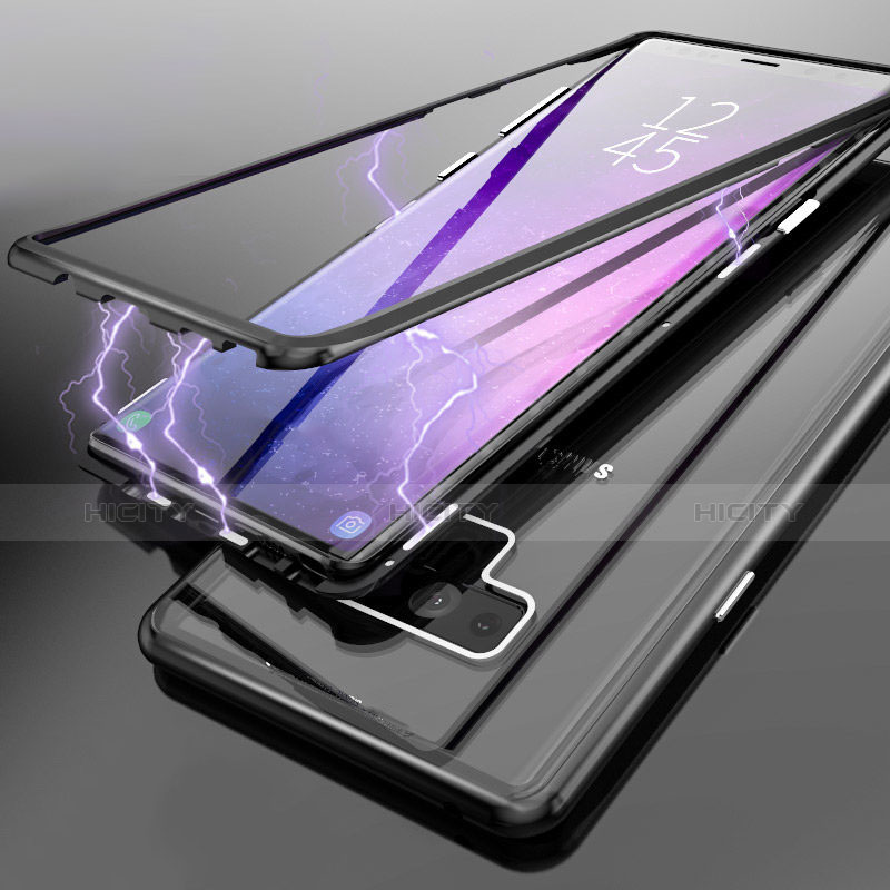 Handyhülle Hülle Luxus Aluminium Metall Durchsichtig Transparent Spiegel für Samsung Galaxy Note 9 Schwarz