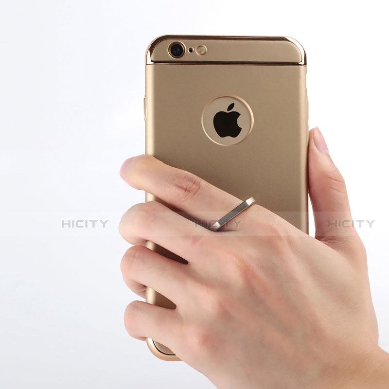 Handyhülle Hülle Luxus Aluminium Metall mit Fingerring Ständer für Apple iPhone 6 Gold Plus