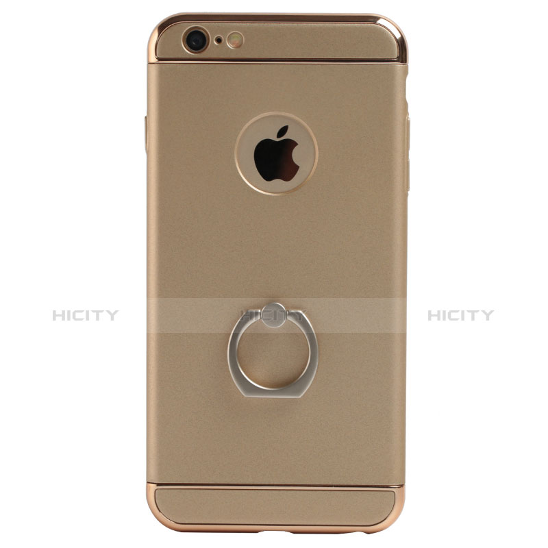 Handyhülle Hülle Luxus Aluminium Metall mit Fingerring Ständer für Apple iPhone 6 Gold groß