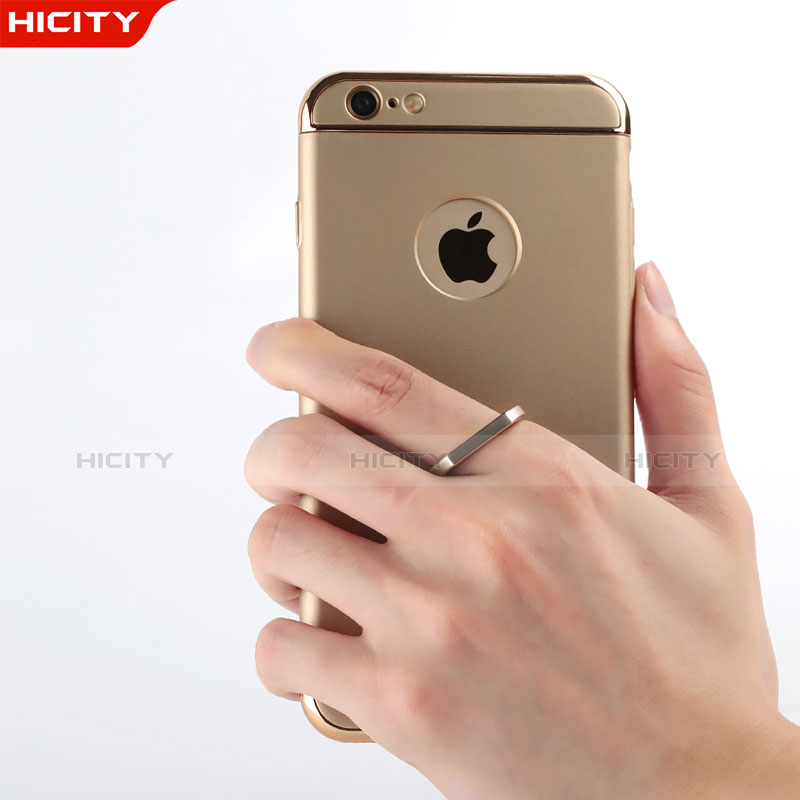 Handyhülle Hülle Luxus Aluminium Metall mit Fingerring Ständer für Apple iPhone 6 Plus Gold