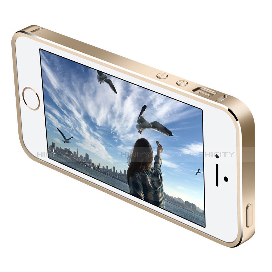 Handyhülle Hülle Luxus Aluminium Metall Rahmen für Apple iPhone SE Gold