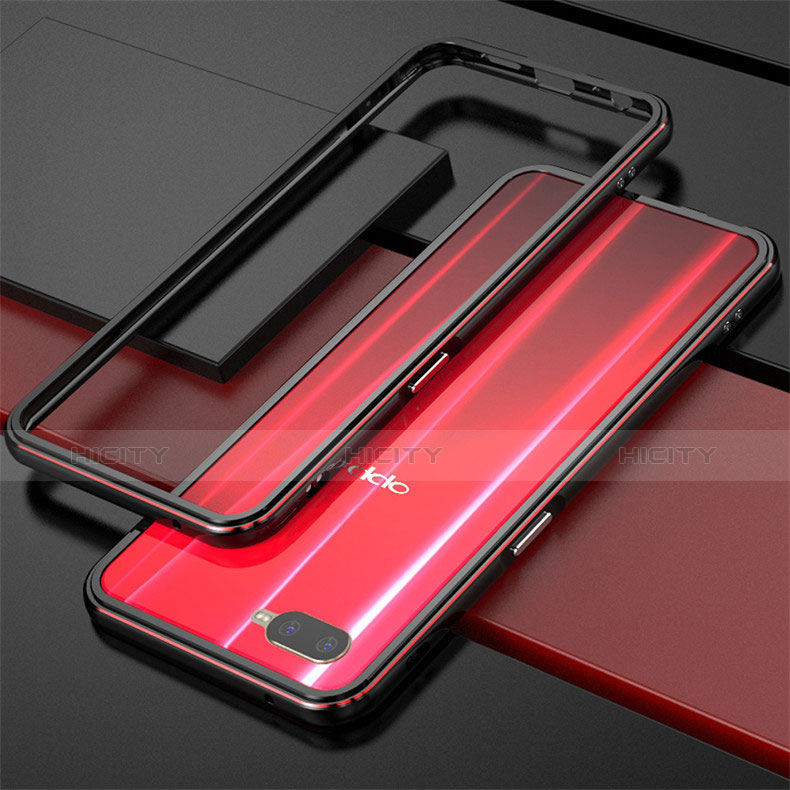 Handyhülle Hülle Luxus Aluminium Metall Rahmen für Oppo R15X Rot und Schwarz