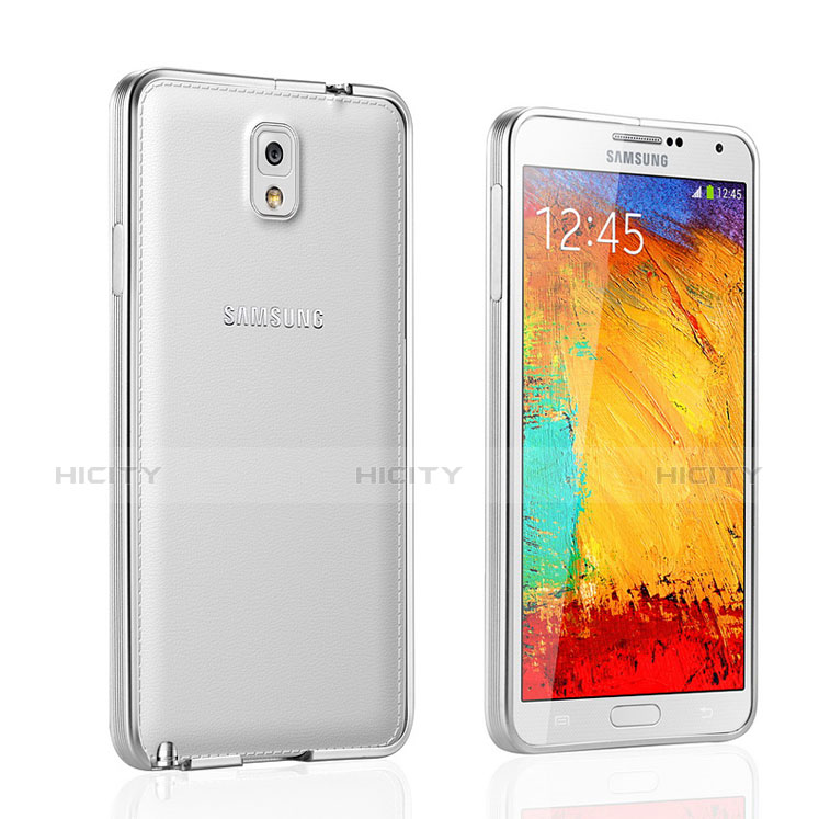 Handyhülle Hülle Luxus Aluminium Metall Rahmen für Samsung Galaxy Note 3 N9000 Silber